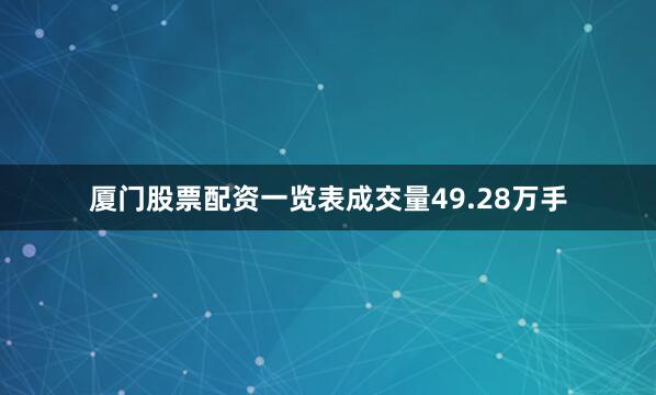 厦门股票配资一览表成交量49.28万手