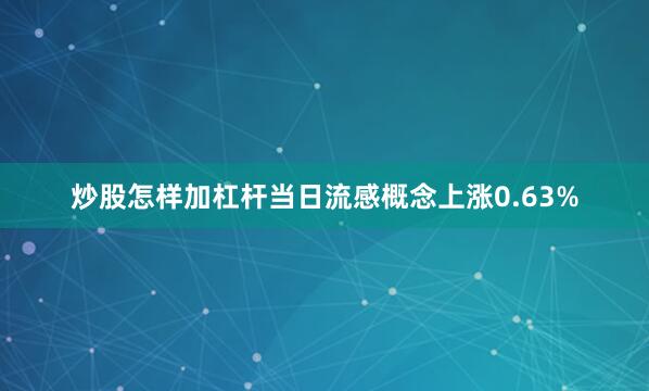 炒股怎样加杠杆当日流感概念上涨0.63%